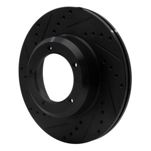 Land Rover Defender 90 Brake Rotor (1) - Front Left - R1 Concepts - Drilled & Slotted - Black - `90-`16